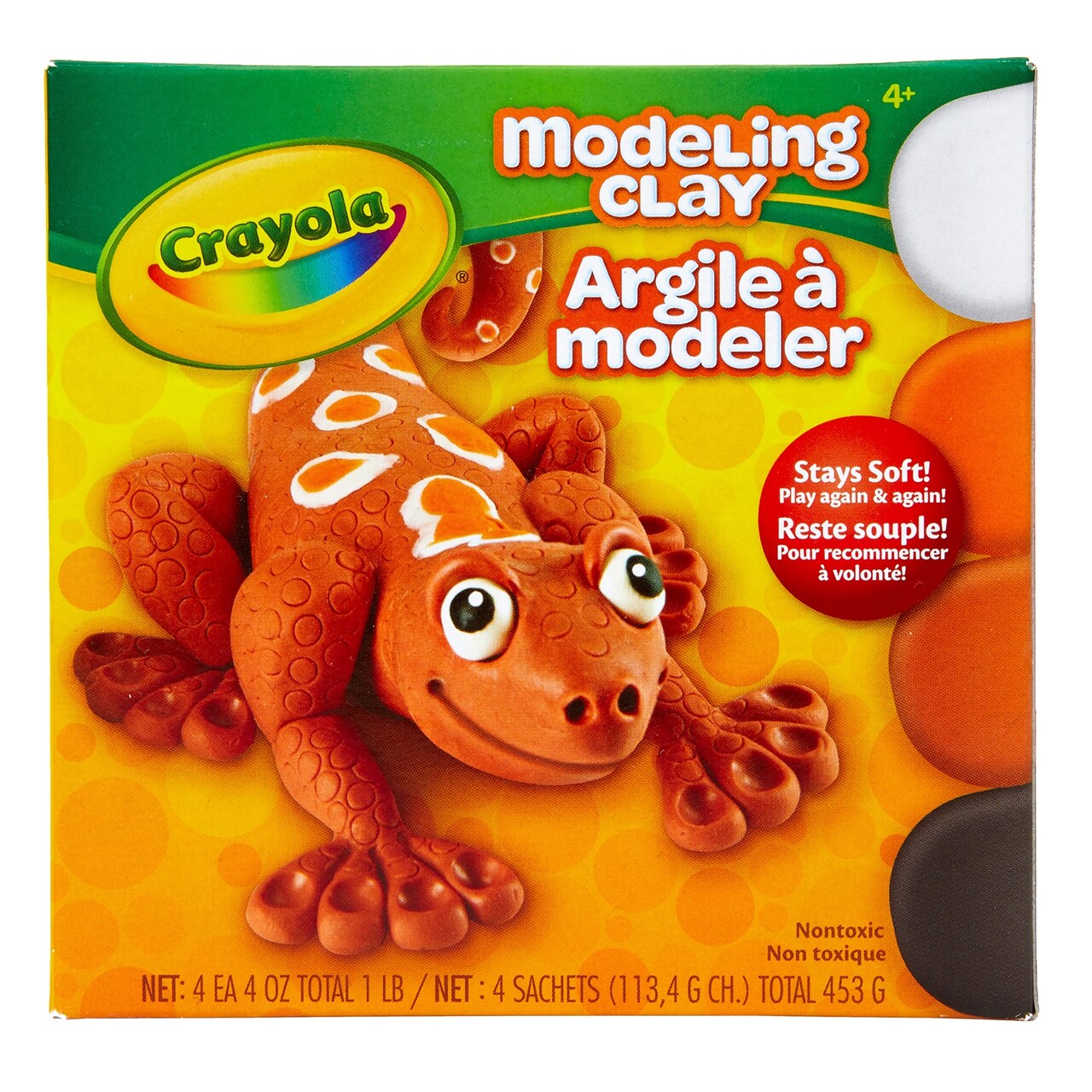 Crayola Modeling Clay 4oz 4/Pkg-White, Black, Orange &#x26; Brown